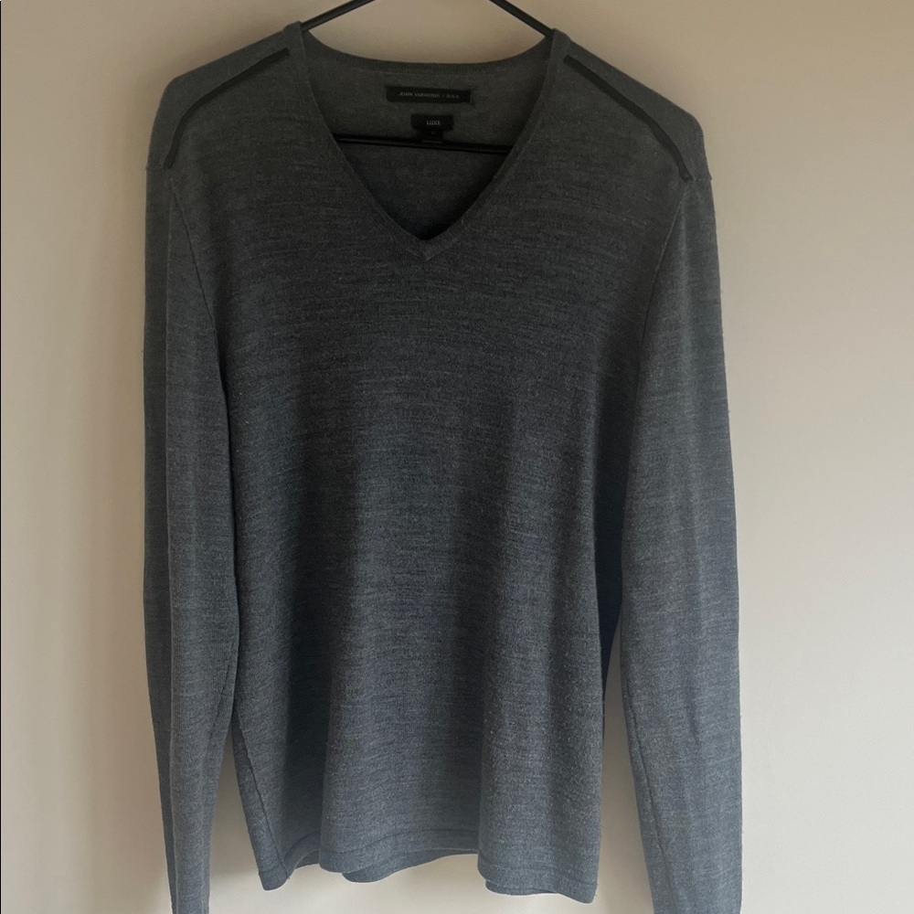 John Varvatos Charcoal V-Neck Sweater